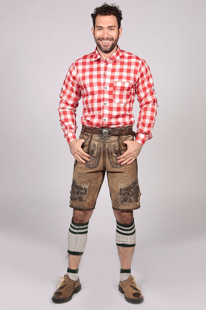 Bavarian Checkered Shirt Dark Red