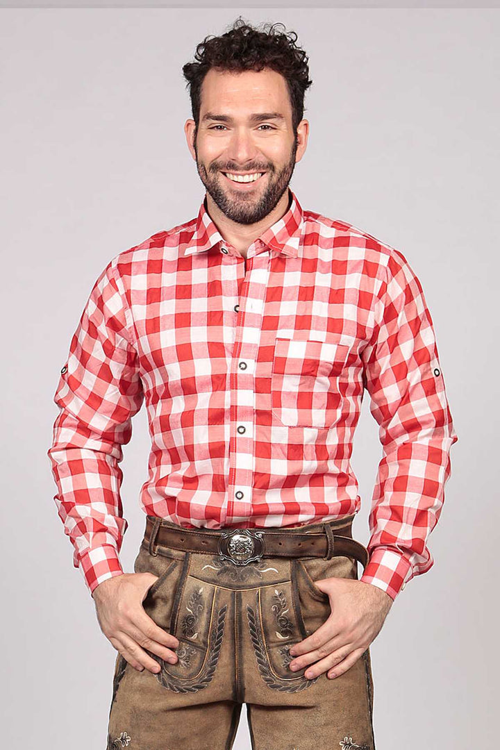 Bavarian Checkered Shirt Dark Red