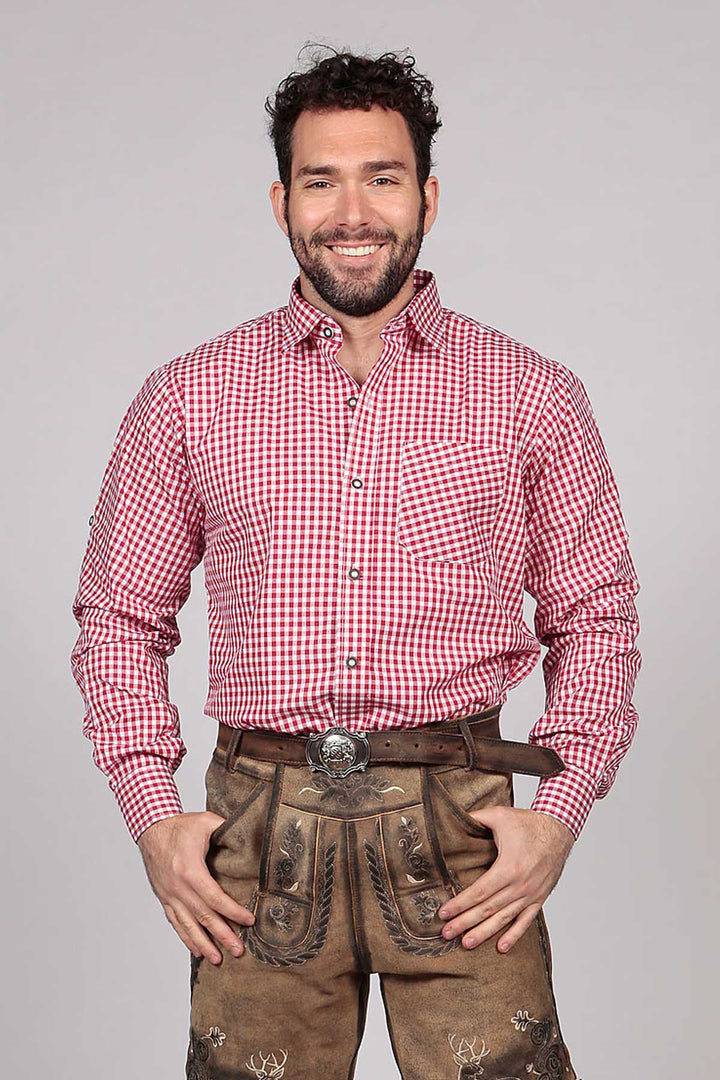 Shirt Small Checkered Dark Red