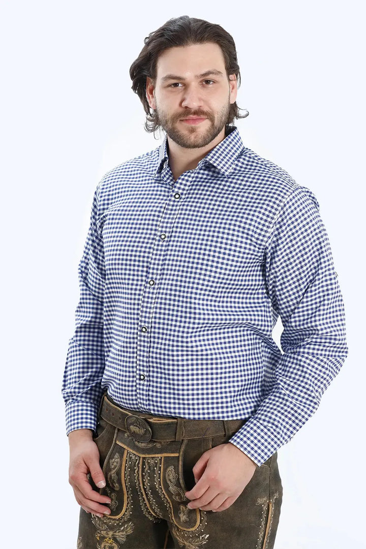 Shirt Small Checkered Cobalt Blue