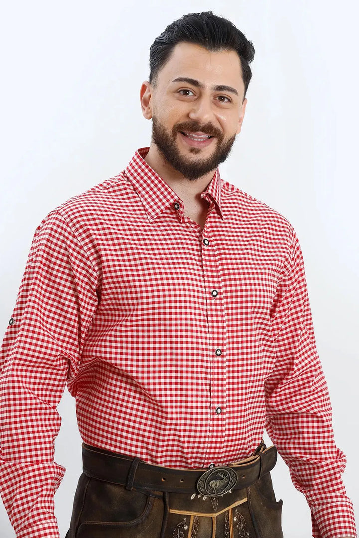 Shirt Small Checkered Dark Red
