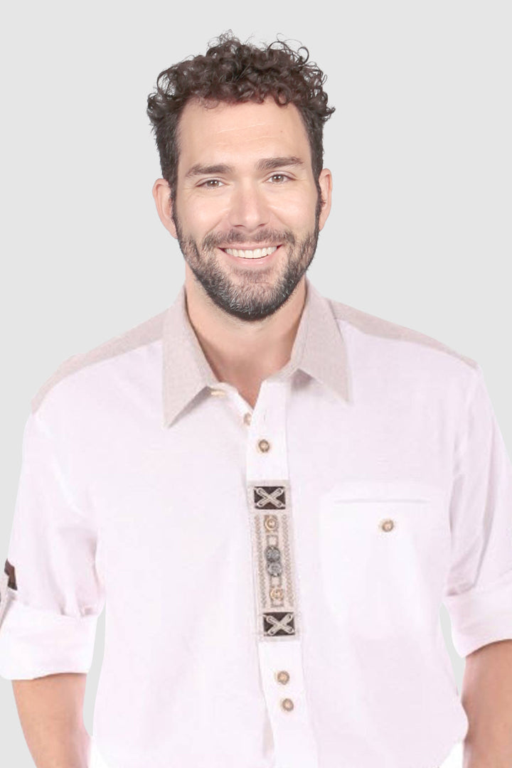 Bavarian Box Embroidered Shirt White