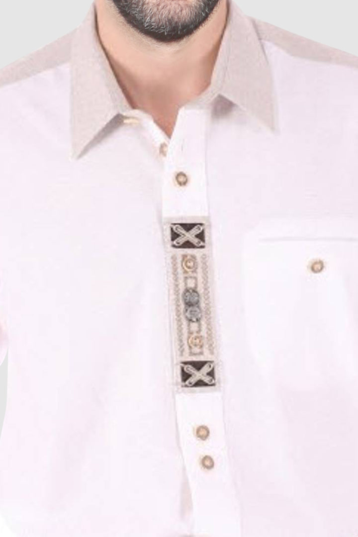 Bavarian Box Embroidered Shirt White